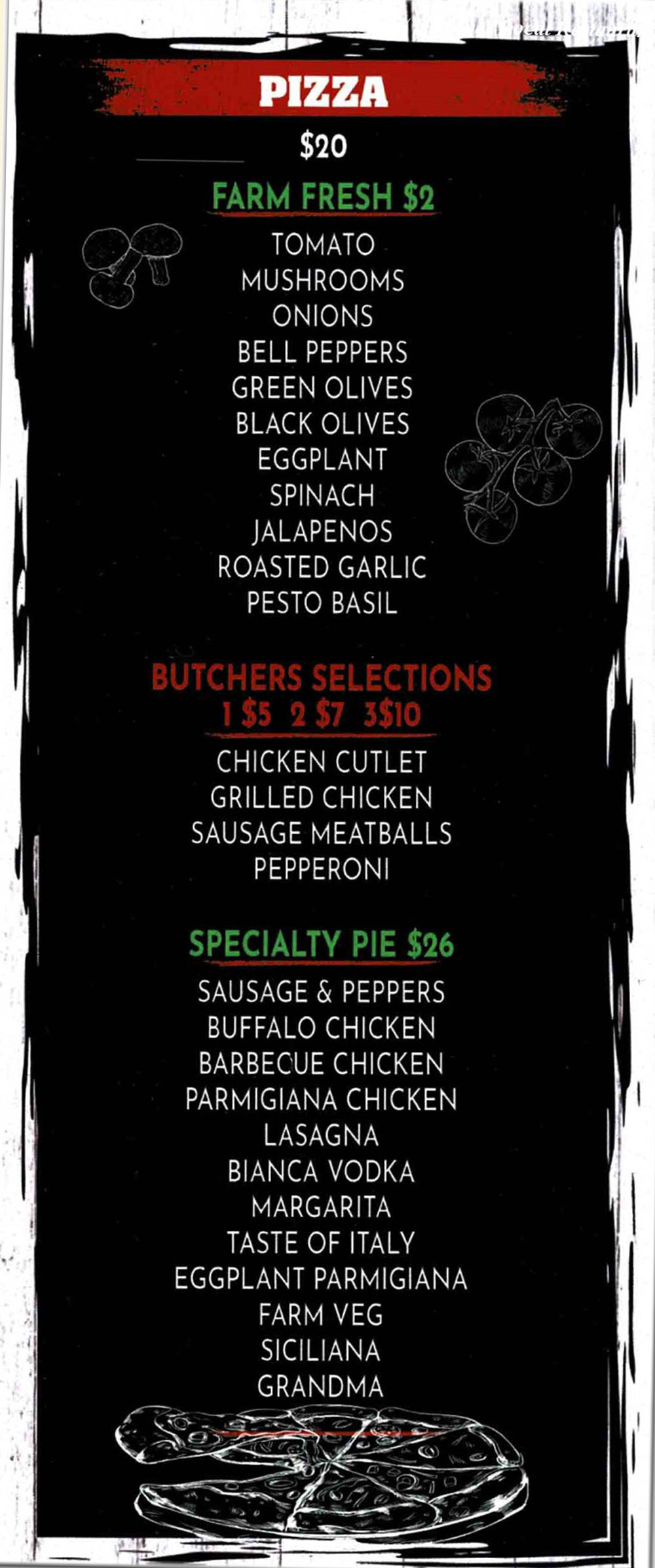 Giuliana Pizzeria Menu