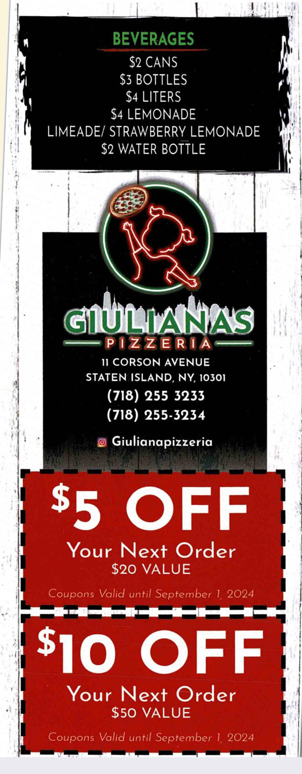 Giuliana Pizzeria Menu